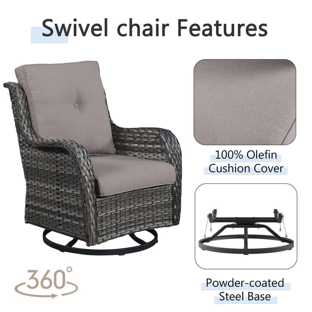 3-Piece Outdoor Swivel Gliders with Side Table P30566