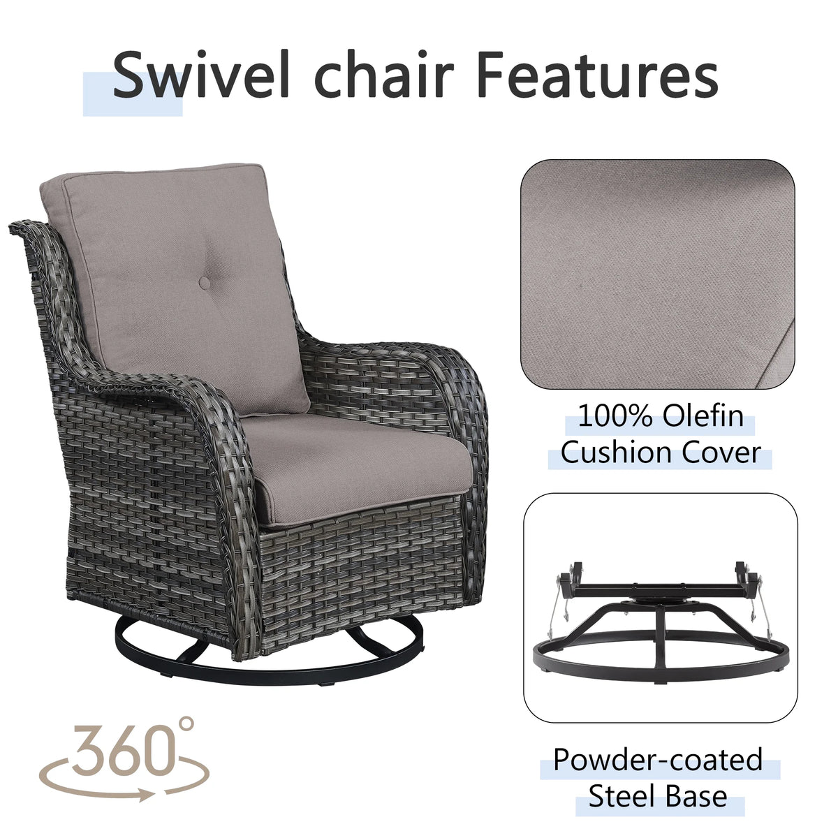 3-Piece Outdoor Swivel Gliders with Side Table P30566