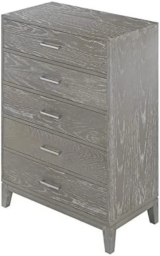 Grey 5-Drawer Dresser Chest of Drawers with Metal Handles O635