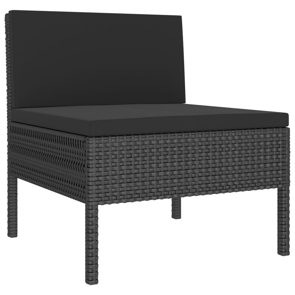 3 Piece Poly Rattan Outdoor Sectional Sofa Set with Cushions Steel Frame D6860