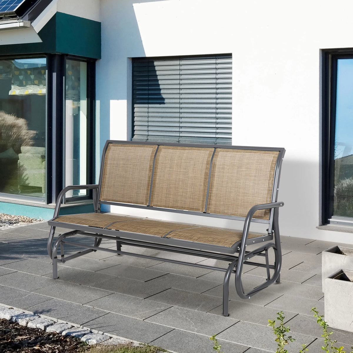 Brown Mesh Outdoor Glider Bench E33713