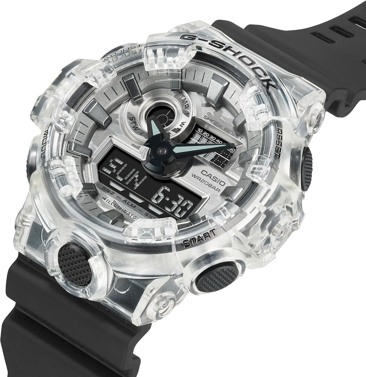 White/Black Digital Analog Camouflage Resin Band Watch V999