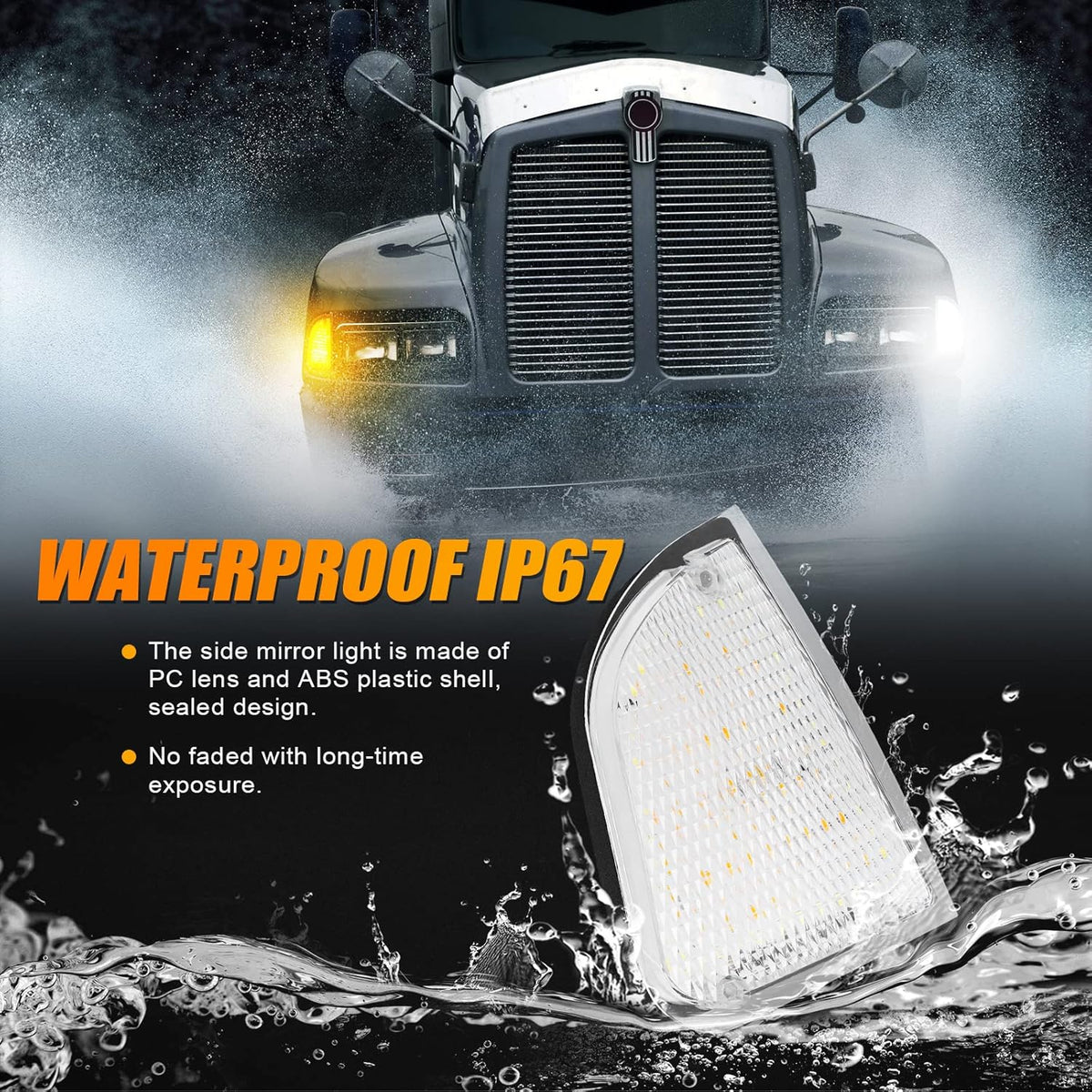 Front LED Turn Signal and Parking Lights Assembly, Amber and White, Clear Lens, Pack of 2 P265