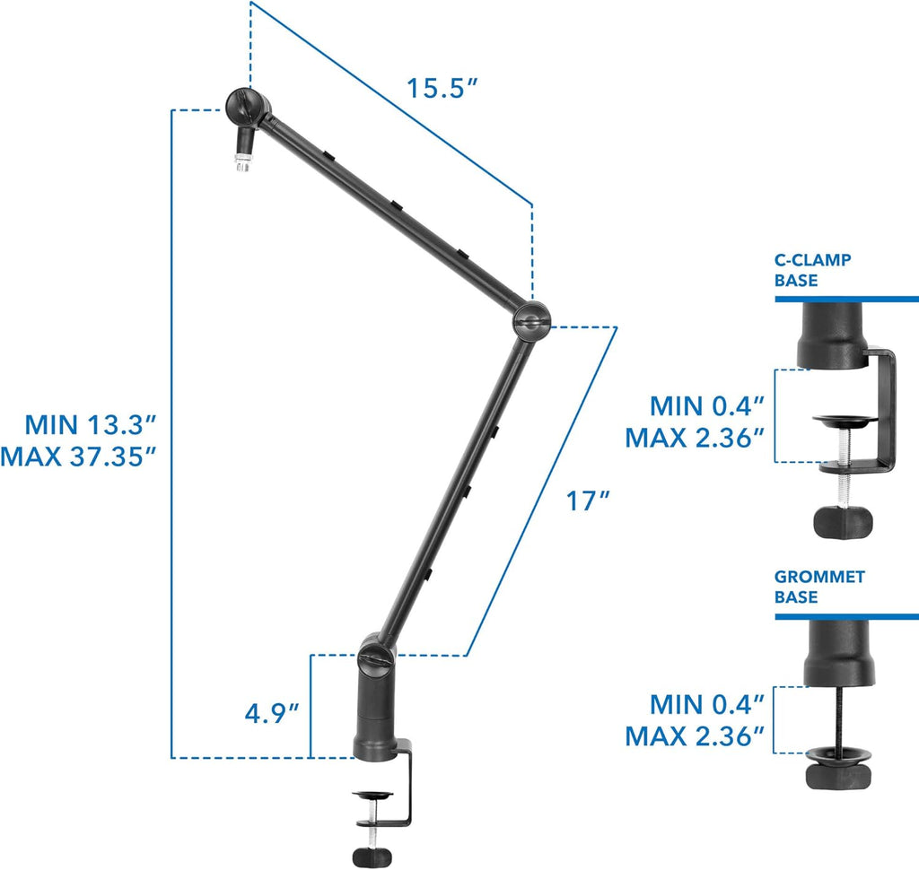 Adjustable Microphone Boom Arm with Cable Management, Pack of 2 Z65069