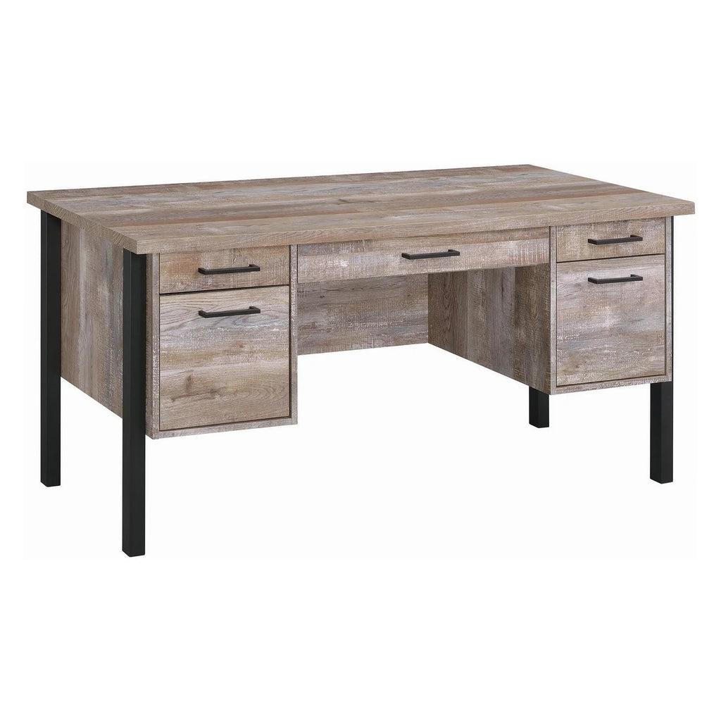 4-drawer Weathered Oak Office Desk B3511
