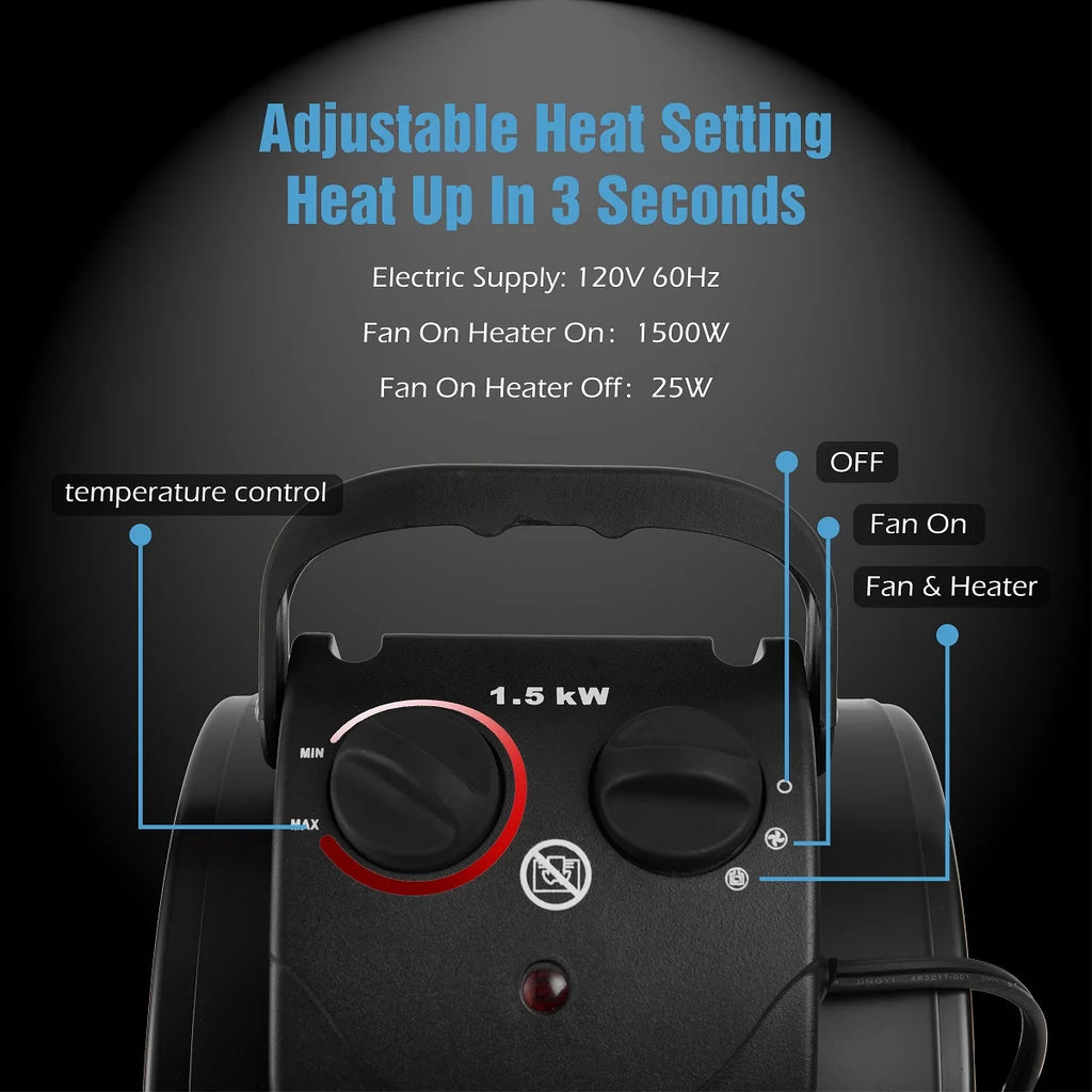 Black Electric Heater Fan with Overheat Protection F4522