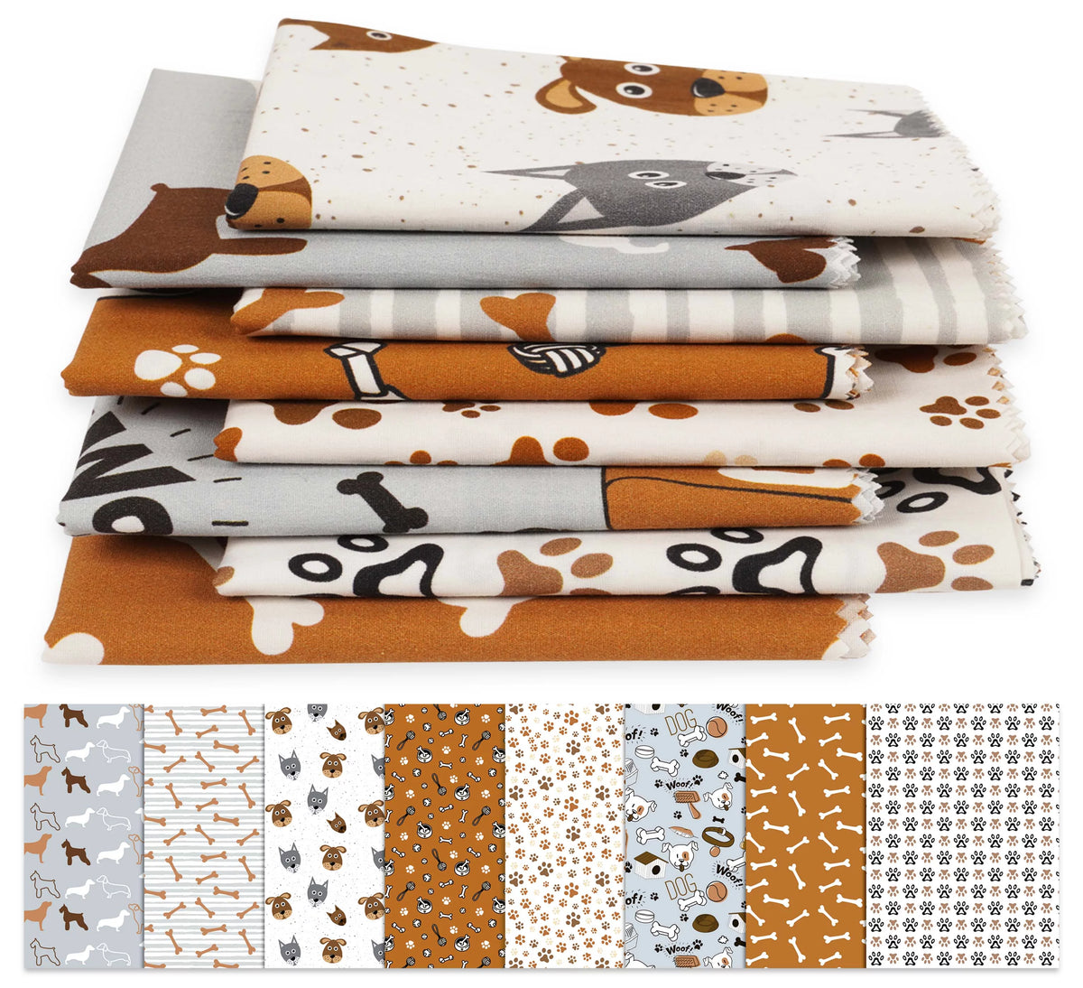 8 Pc 100% Cotton Pre-Cut Quilting Fabric Q1356