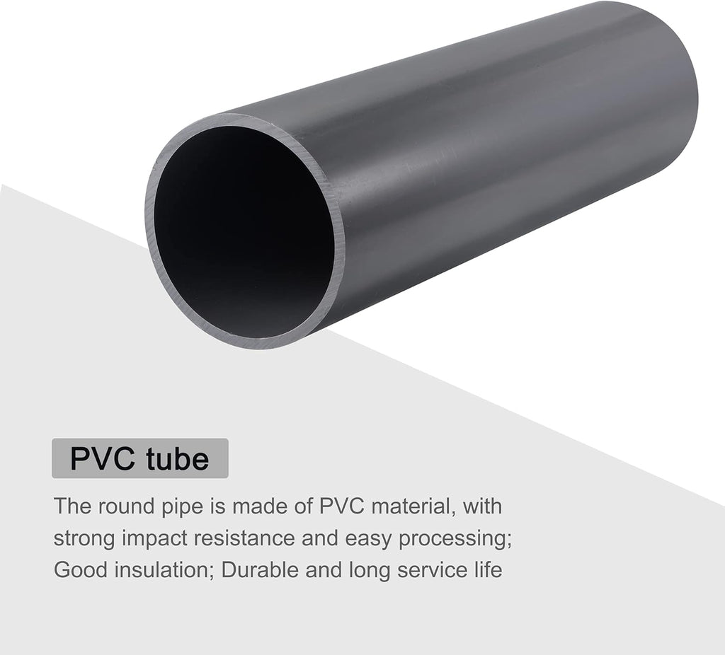 PVC Rigid Round Pipe 81.4mm ID 90mm OD 330mm Light Grey N141