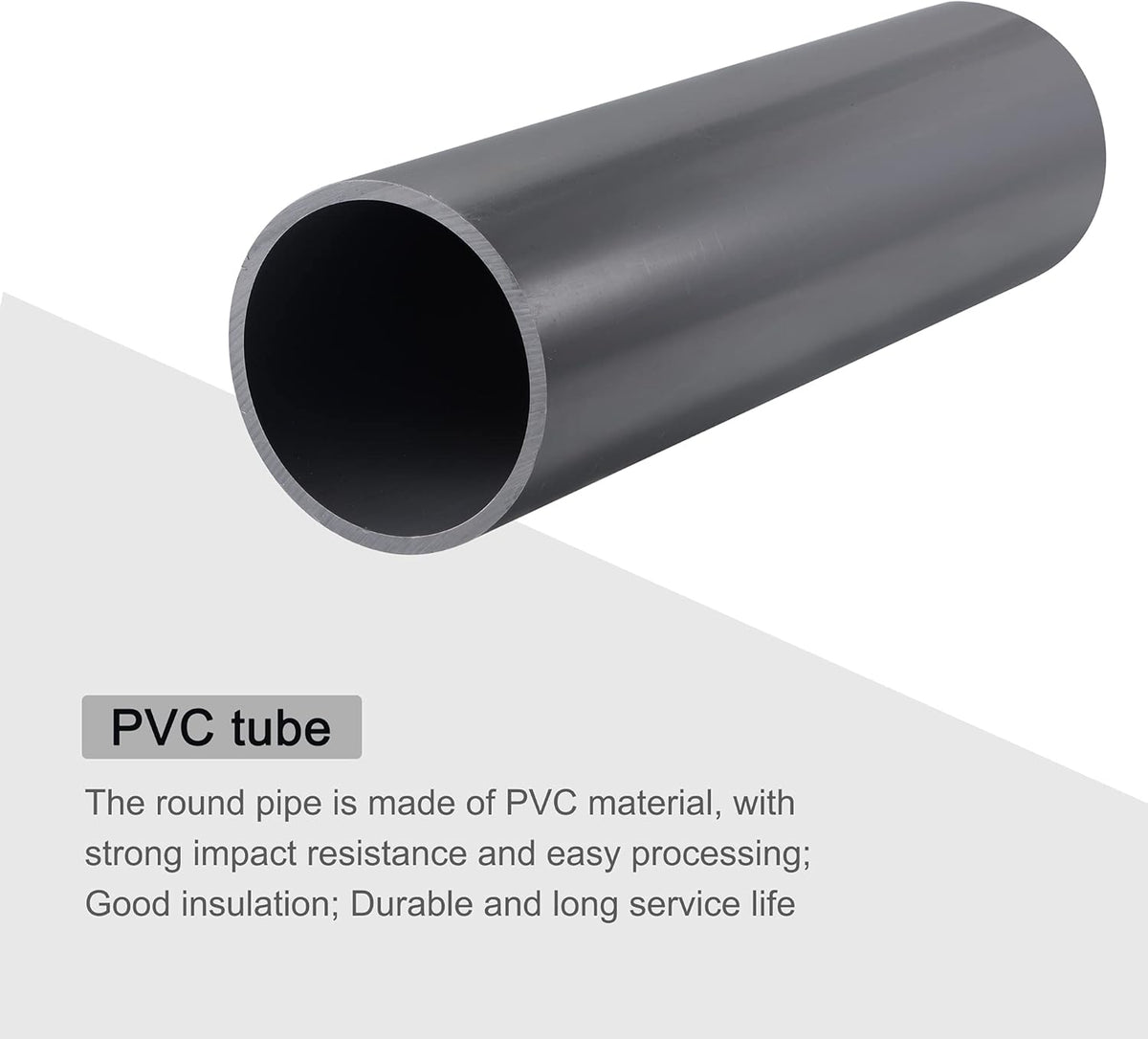 PVC Rigid Round Pipe 81.4mm ID 90mm OD 330mm Light Grey N141
