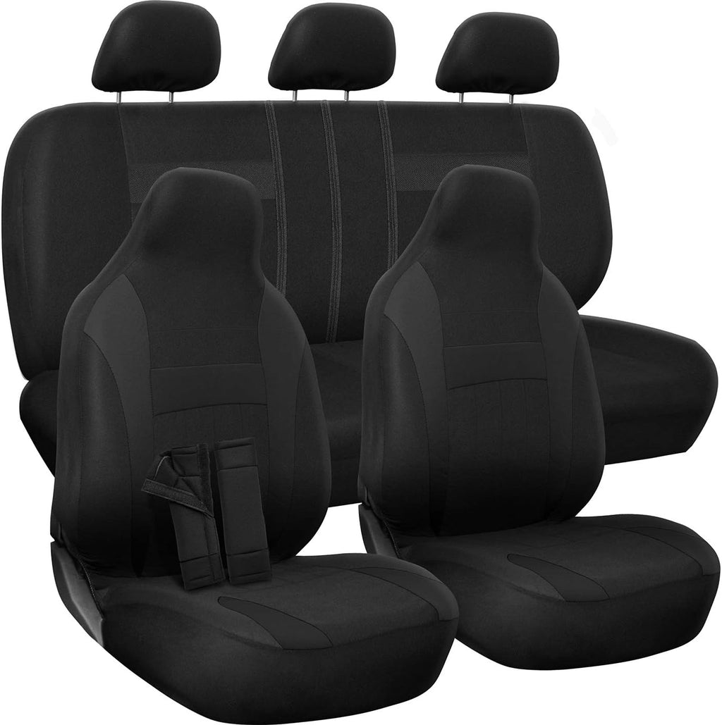 PU Leather Solid Beige Car Seat Cover, 10 pc Full Set Pack of 2 J17956