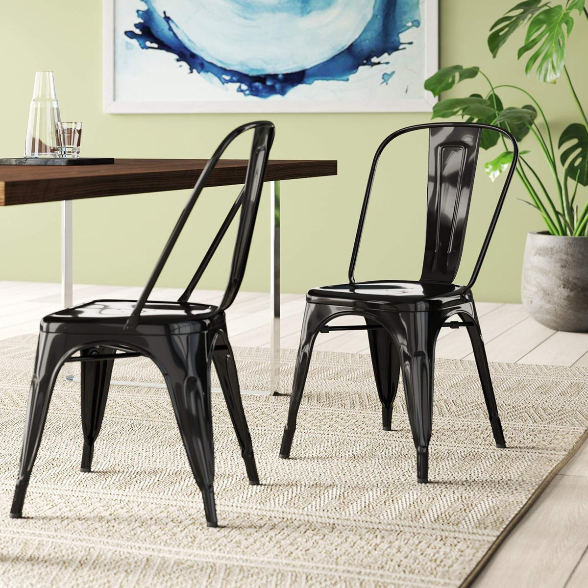 Set of 4 Stackable Metal Dining Chair X3588