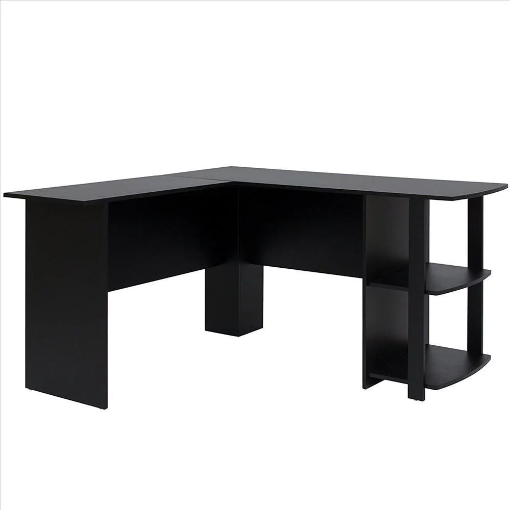 L-Shaped Corner Computer Desk with Bookshelves A671