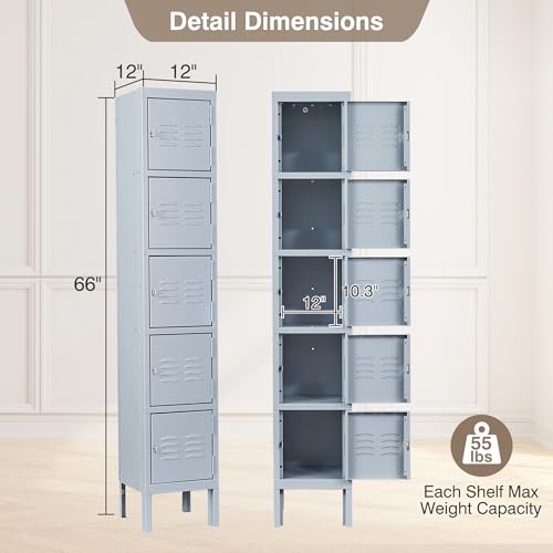 66" Tall Steel Storage Locker with 3 Doors W42154