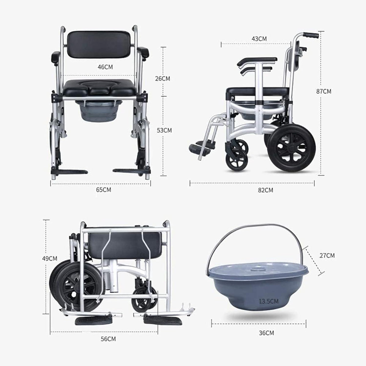Folding Wheelchair Commode Toilet Chair Y5780