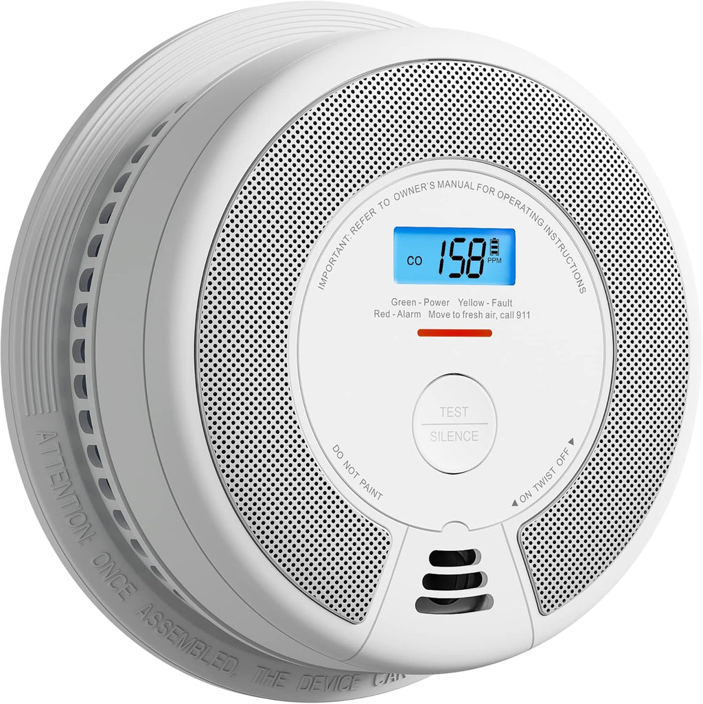 10-Year Battery Smoke and Carbon Monoxide Detector Alarm with LCD Display, Dual Sensor, 5-Pack O9264