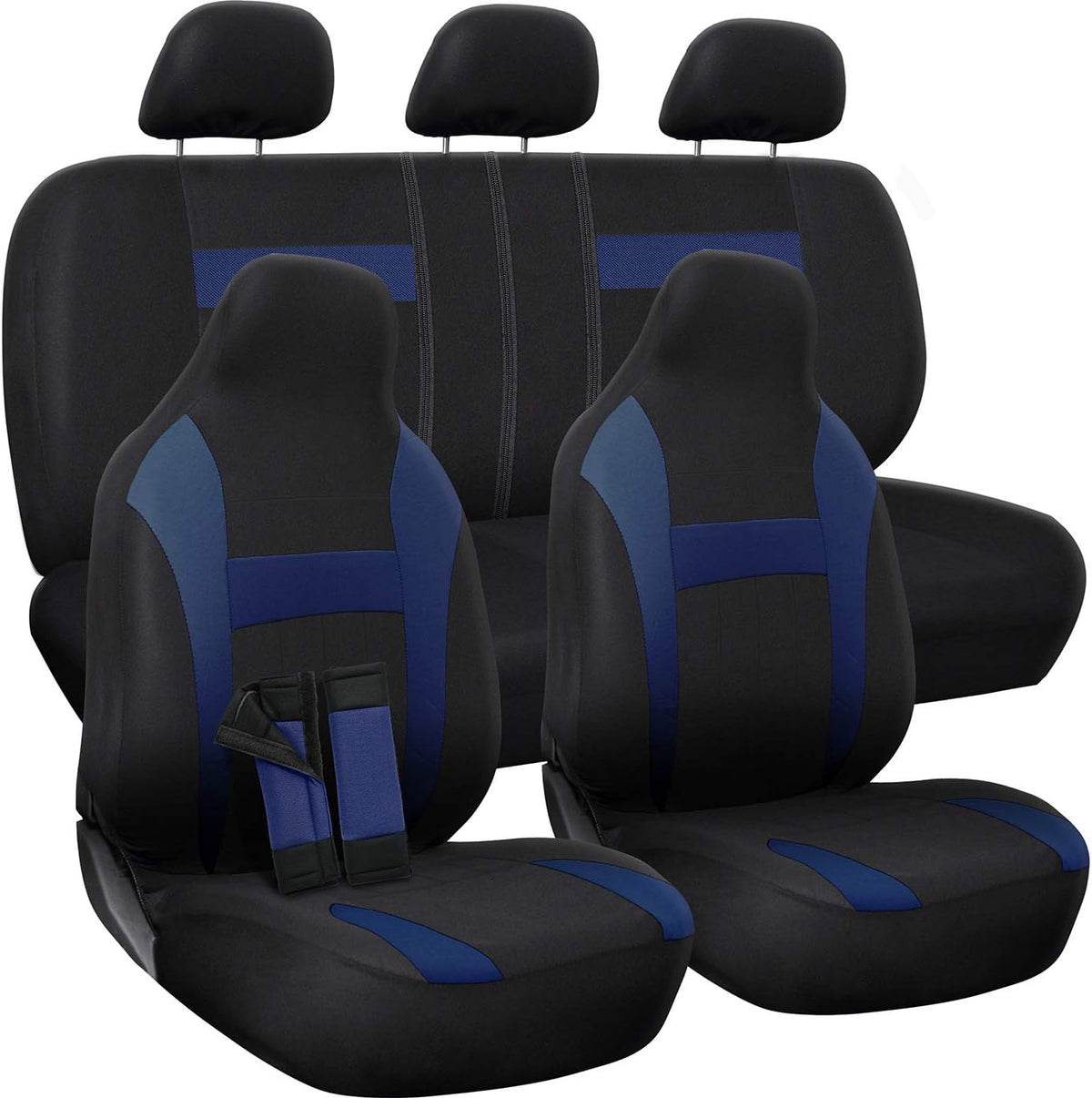 PU Leather Solid Beige Car Seat Cover, 10 pc Full Set Pack of 2 J17956