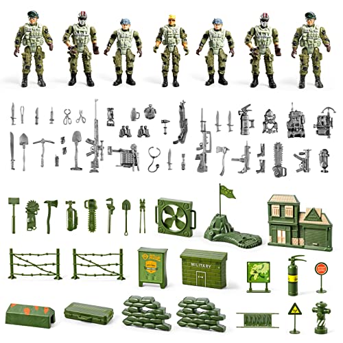 78-in-1 Army Men Toys Set with Military Truck Helicopter Kayak Boat Motorcycle Action Figures V264
