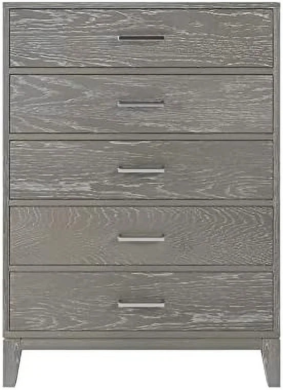 Grey 5-Drawer Dresser Chest of Drawers with Metal Handles O635
