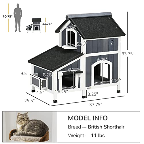 Gray Outdoor Cat House with Weather-Resistant Roof Z116368