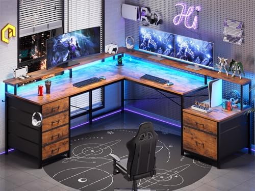 L Shaped Desk with 6 Drawer and File Cabinet L28209