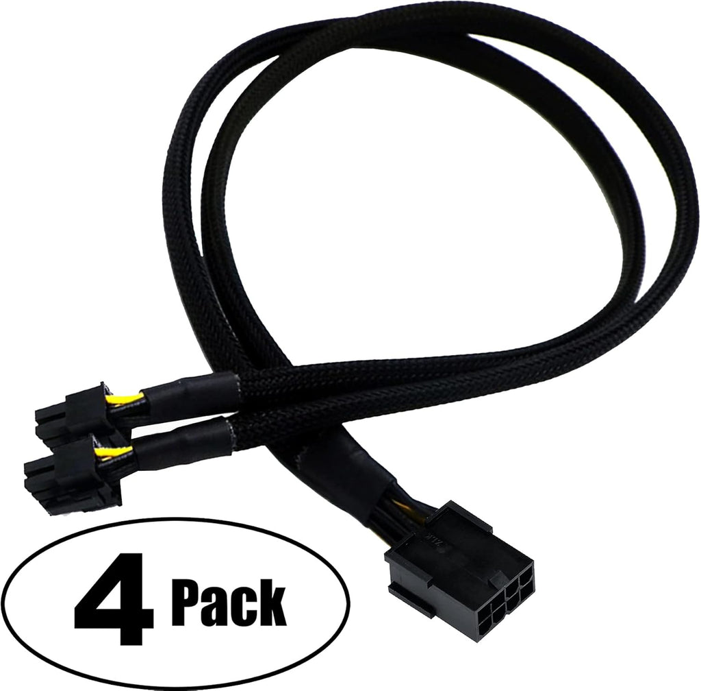 16 AWG PCI-e 8 Pin Female to Dual 8(6+2) Pin Male Sleeved Splitter Power Extension Cable 20 inches (4 Pack) Y3185