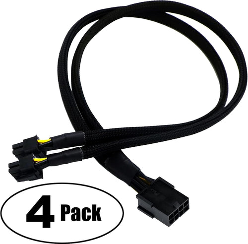 16 AWG PCI-e 8 Pin Female to Dual 8(6+2) Pin Male Sleeved Splitter Power Extension Cable 20 inches (4 Pack) Y3185
