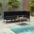3 Piece Poly Rattan Outdoor Sectional Sofa Set with Cushions Steel Frame D6860