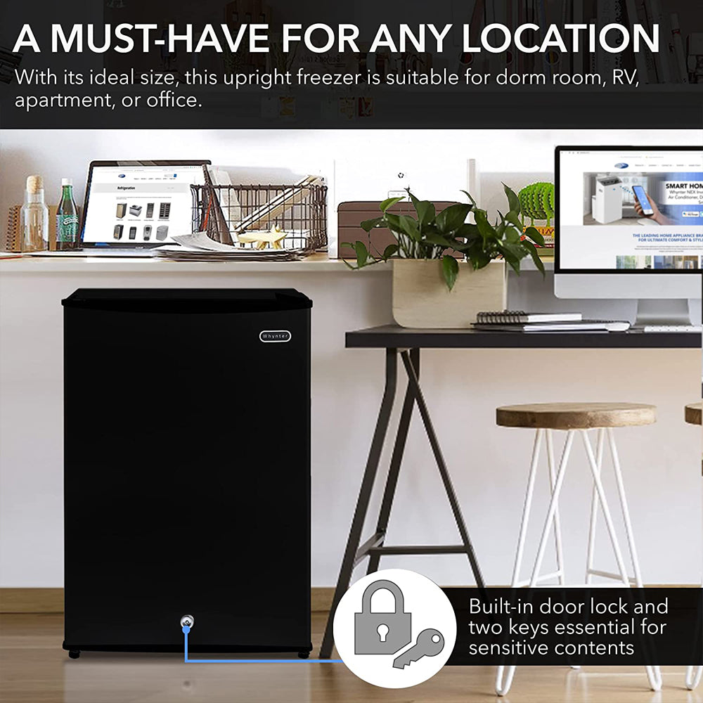 3.0 Cubic Feet Upright Freezer with Lock Black U405347