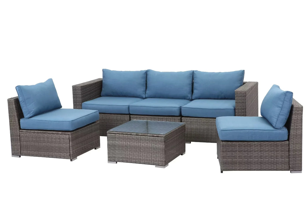 6 Pcs Outdoor Wicker Rattan Furniture Set with Cushions P80795