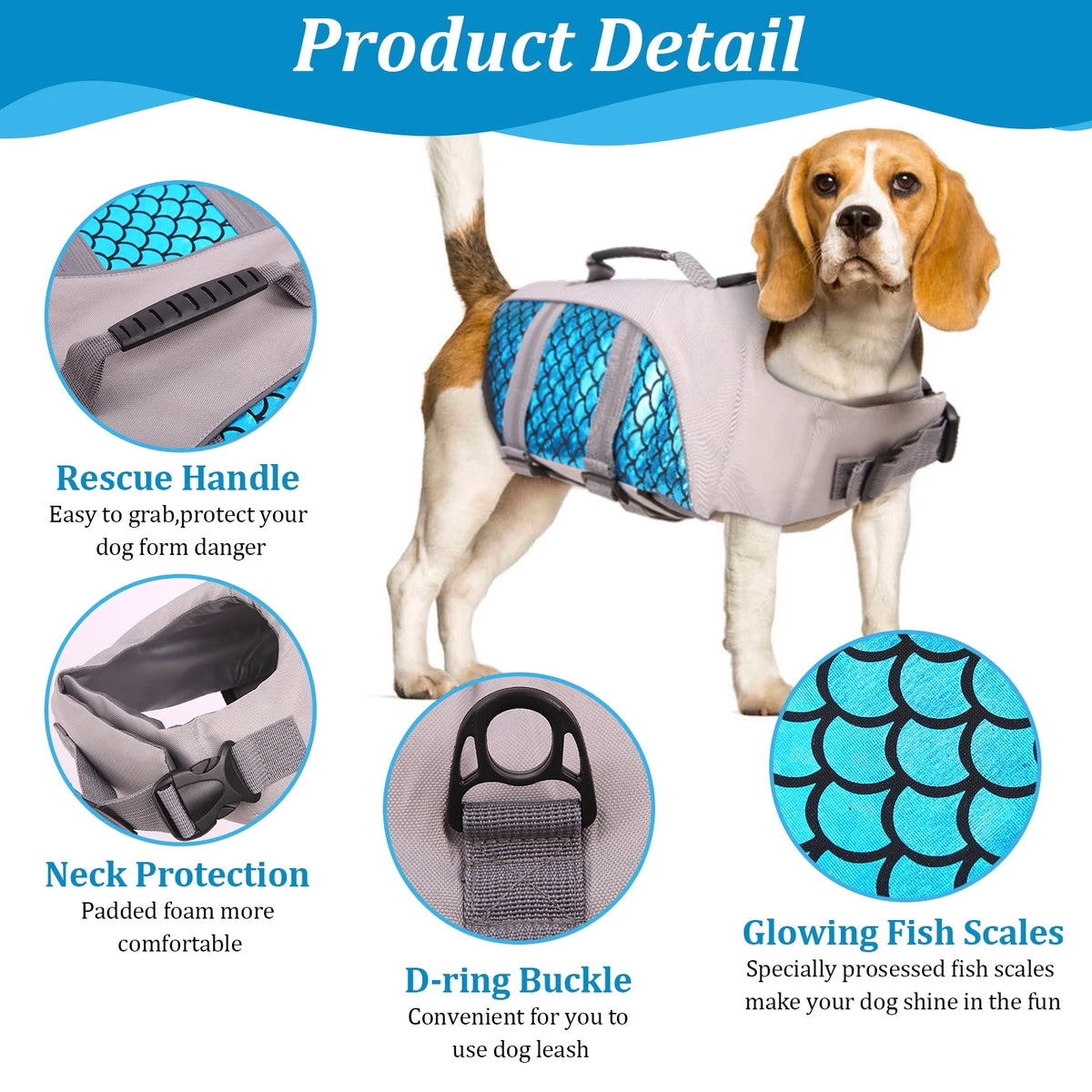 Dog Life Jacket with Rescue Handle I78609