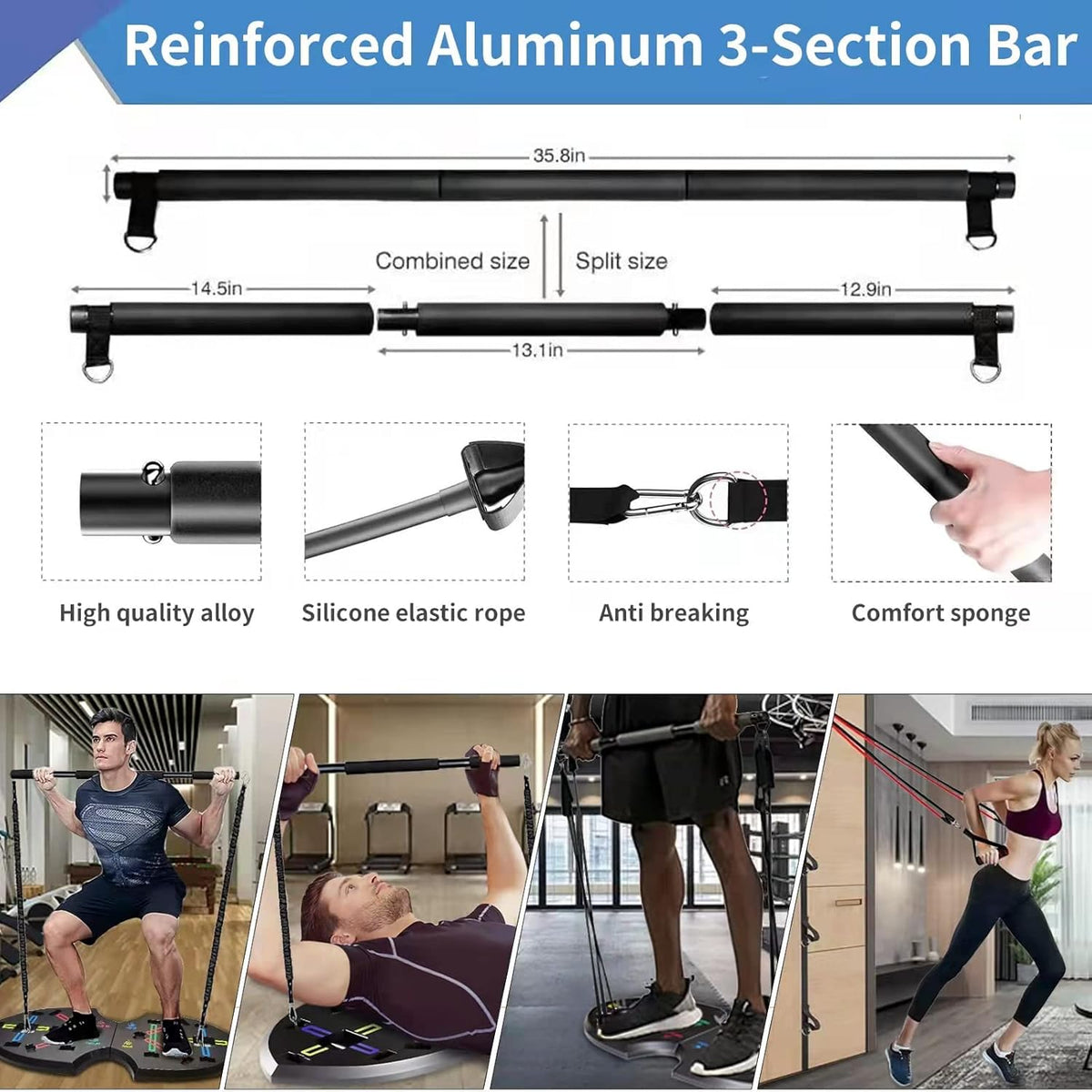Push Up Board with 15 Gym Accessories, Foldable Pushup Bar with Resistance Band, Jump Rope Pack of 2 P5220