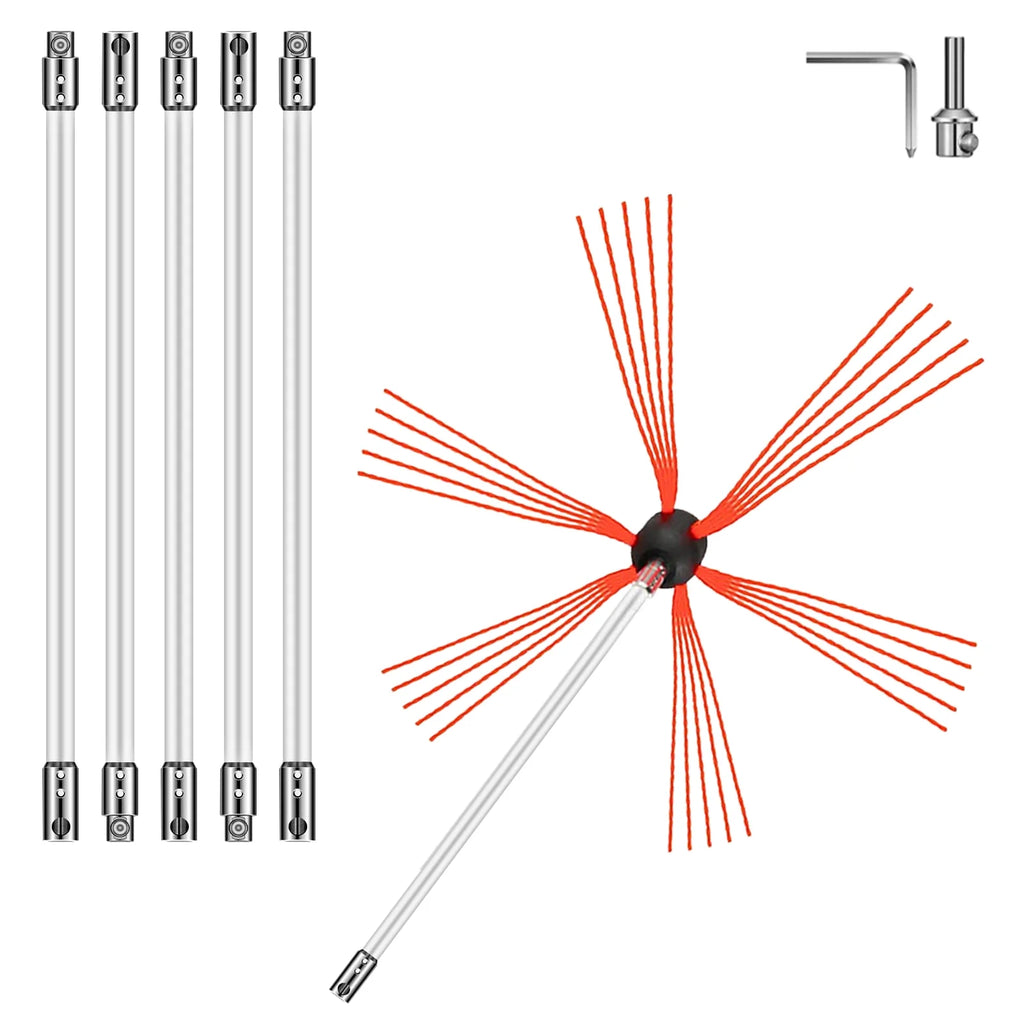 20ft 6 Rods Rotary Chimney Brush Kit V6840