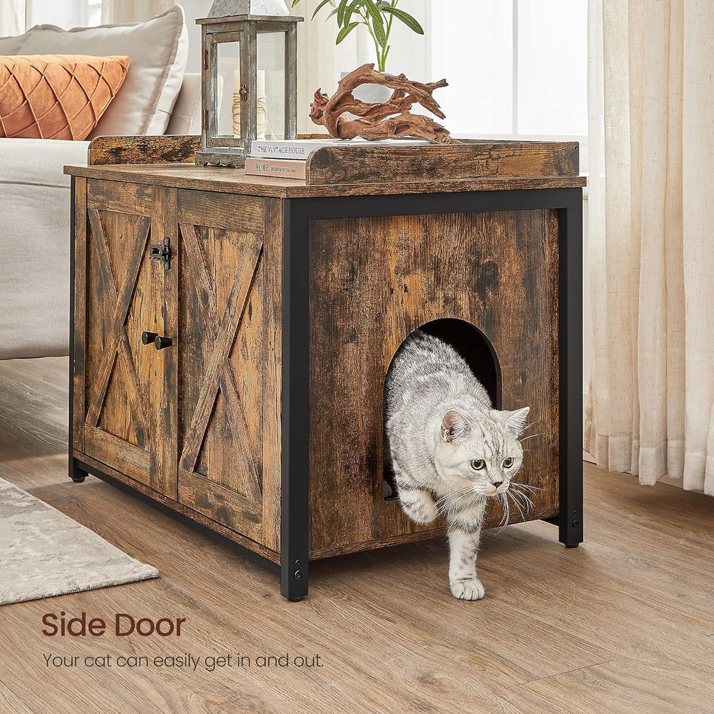 Rustic Brown and Black Cat Litter Box Enclosure R700