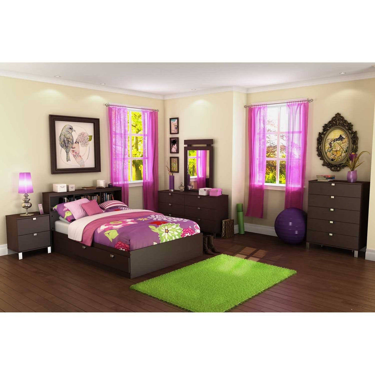 White Full Bookcase Headboard K90671