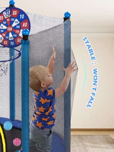 6FT Toddler Trampoline with Basketball Hoop and Enclosure Net G2912