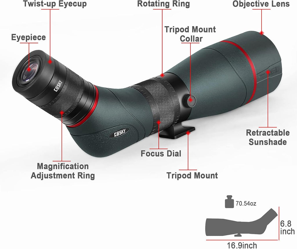 20-60x85mm ED Spotting Scope with Smartphone Adapter V145