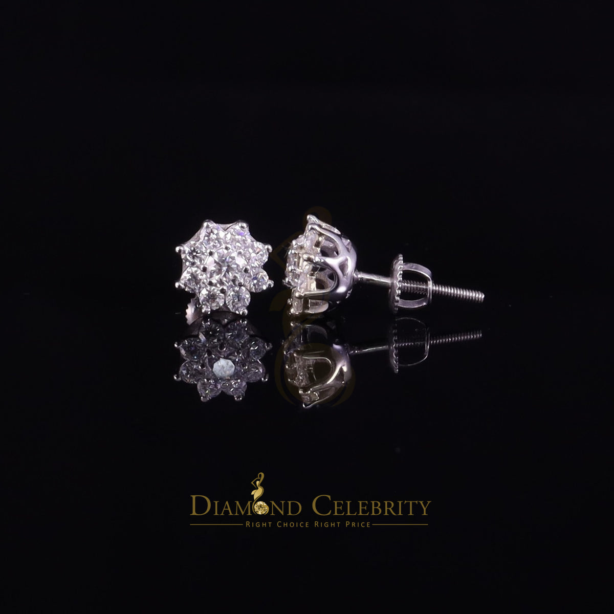 925 Silver Moissanite Round Stud Earrings M1292
