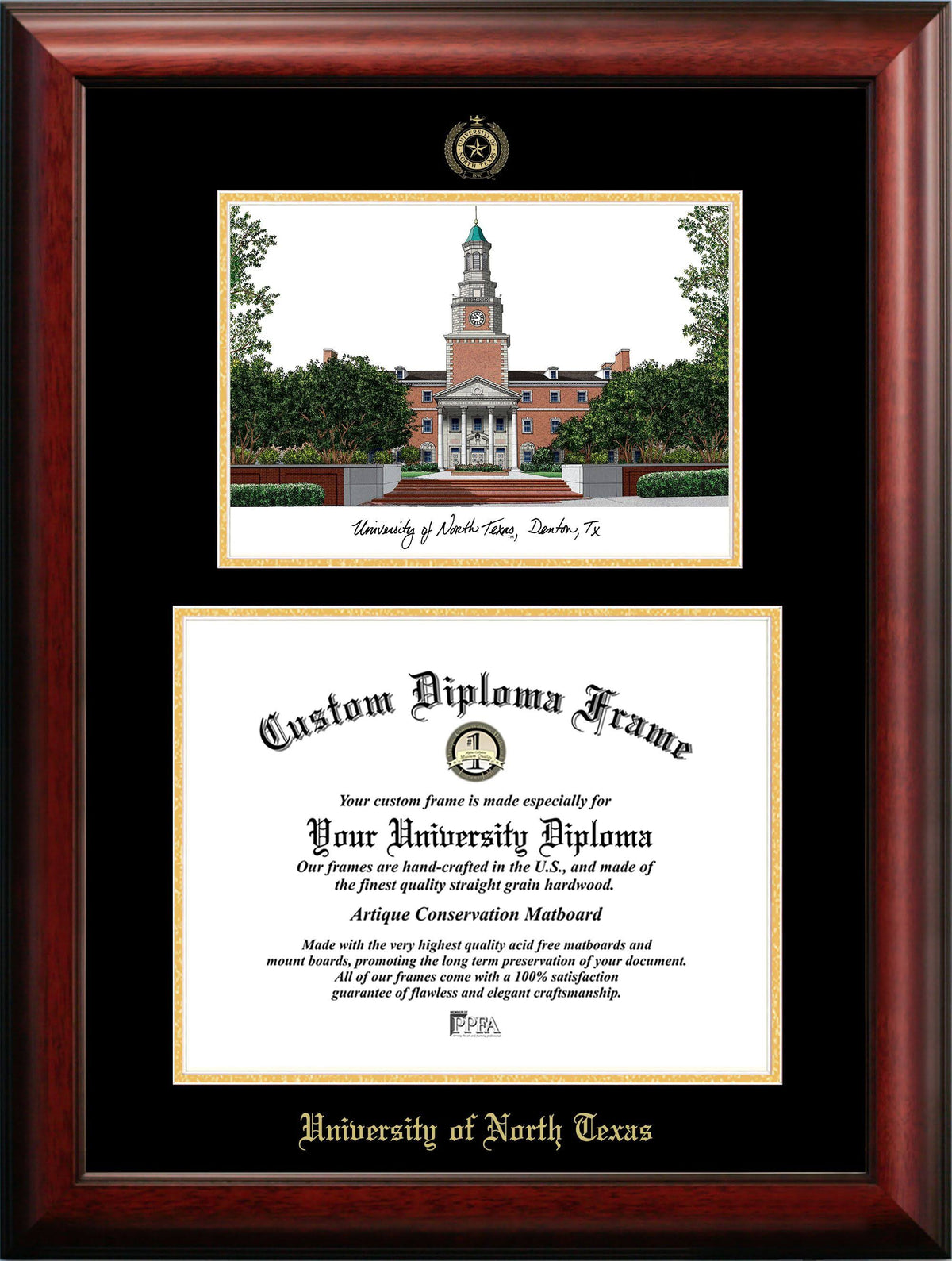Gold Embossed Diploma Frame with Campus Images Lithograph H65970