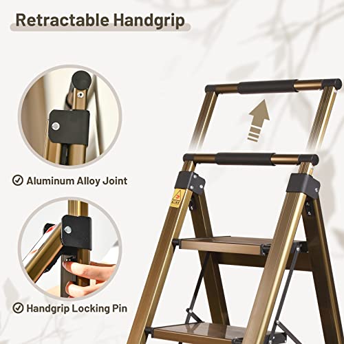 5 Step Aluminum Folding Ladder with Anti-Slip Wide Pedal T5413