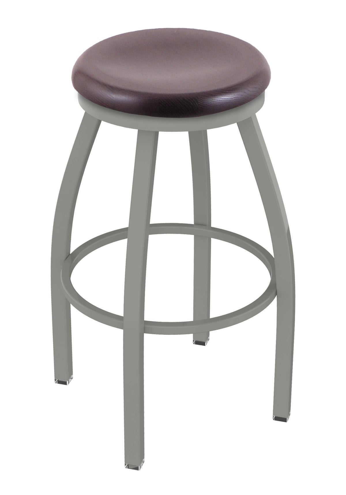 30x22 Bar Stool with Anodized Nickel Finish, Dark Cherry Oak Seat Z22064