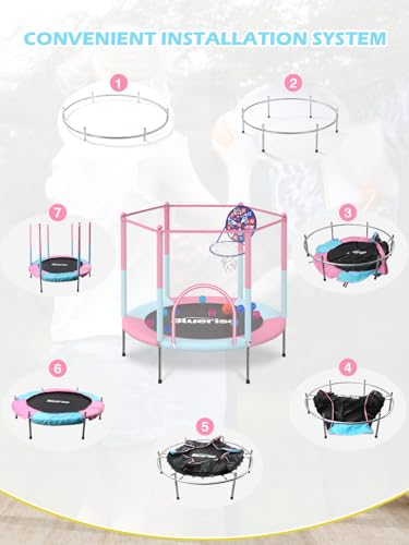 6FT Toddler Trampoline with Basketball Hoop and Enclosure Net G2912
