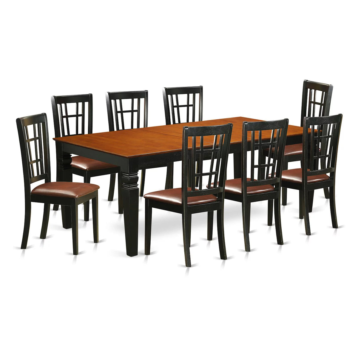 9 Pc Black Dining Room Set with Dining Table and 8 Linen Dining Chairs Z21123
