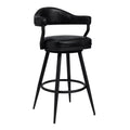 Vintage Black Faux Leather Swivel Barstool Armchair H24684