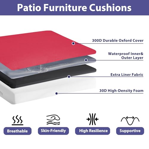 Waterproof Outdoor Chair Cushions Set of 4, Navy Blue T484646