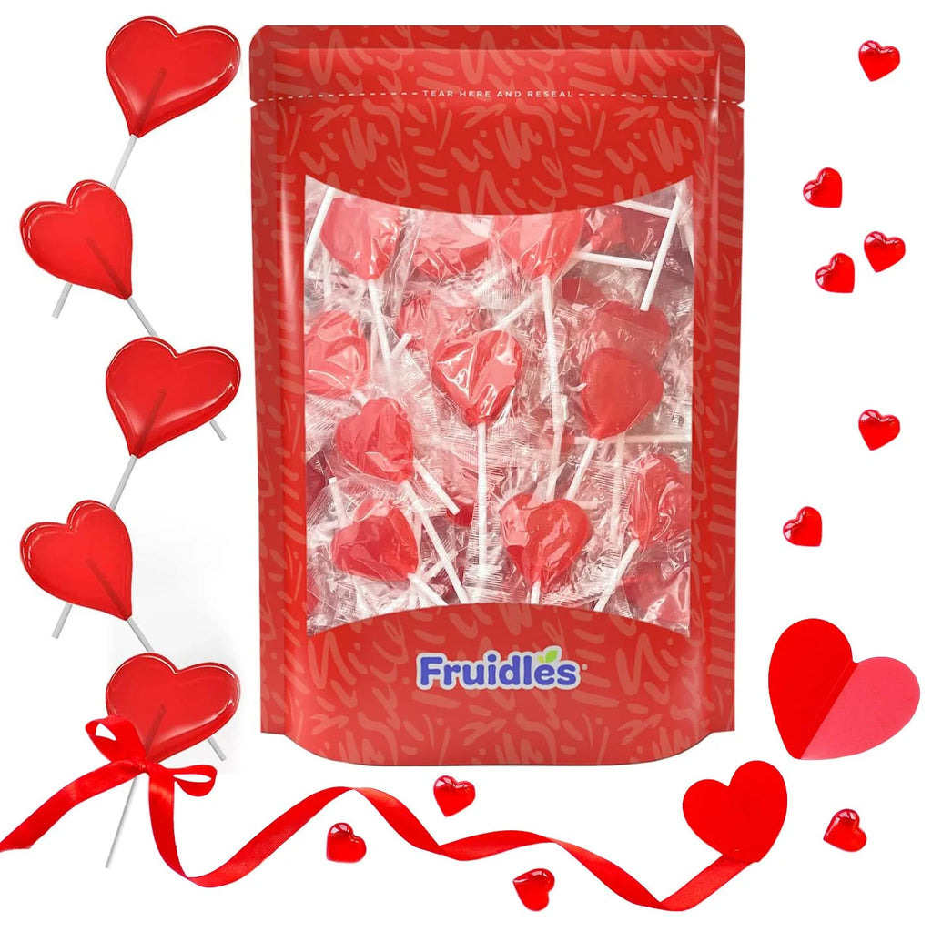 Red Heart Shaped Hard Candy Lollipops 10 Pounds M864