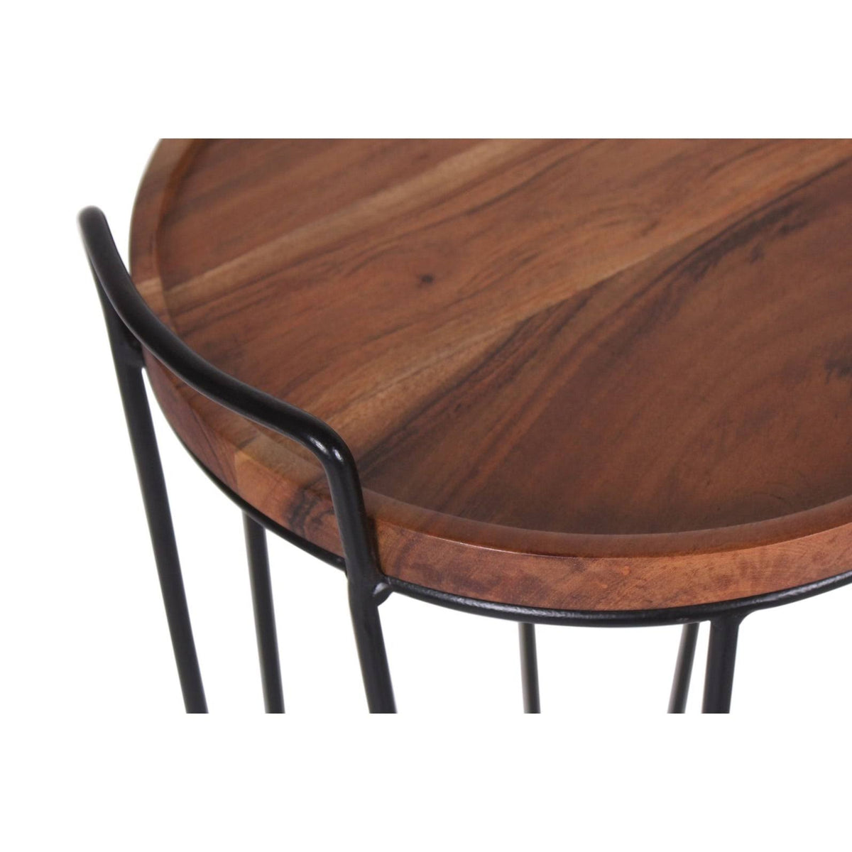 Iron & Acacia Nesting Tray Tables with Handles Set of 2 F463
