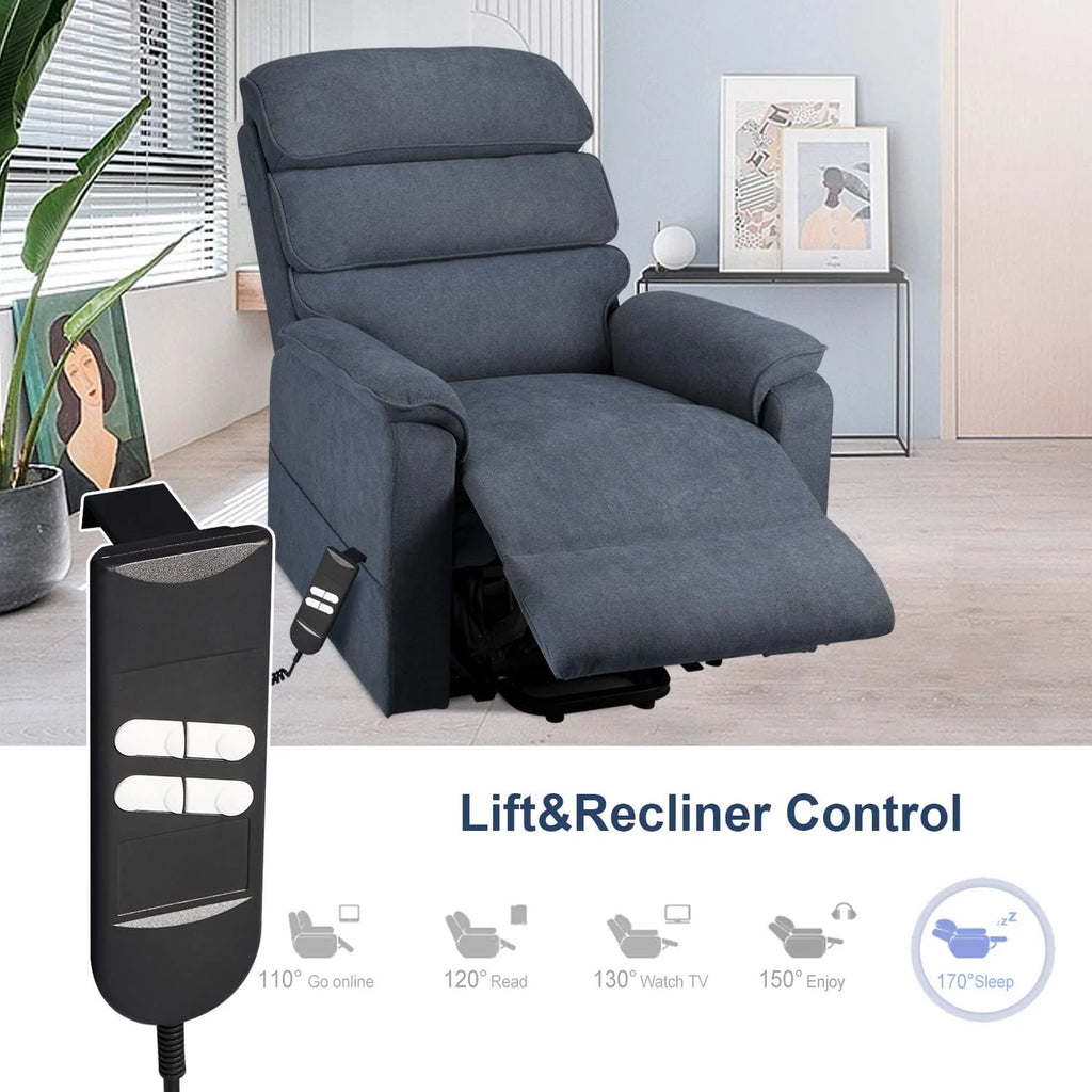 Blue Dual Motor Power Lift Recliner Chair W4408