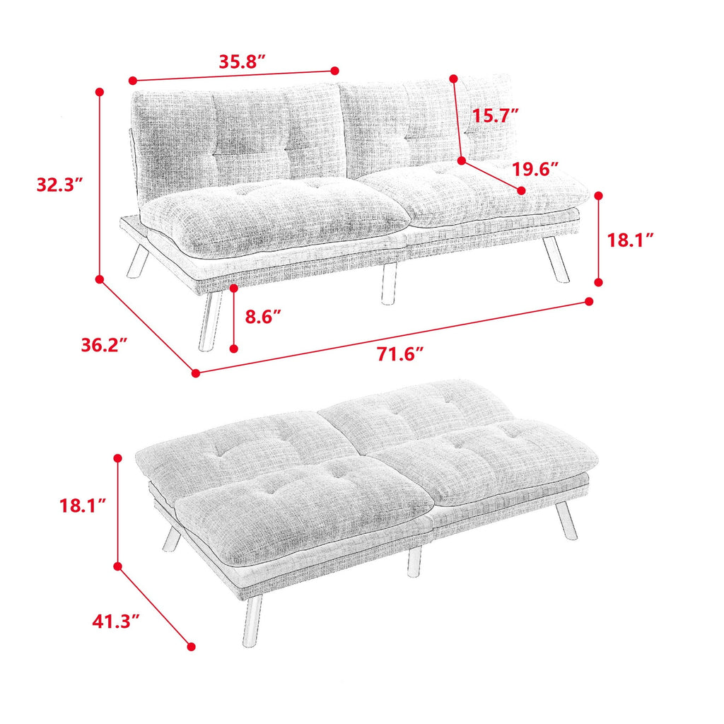 Grey Convertible Sleeper Loveseat U90480