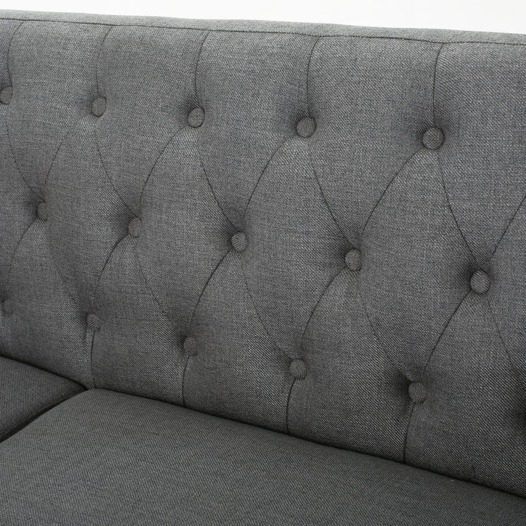 Dark Grey Tufted Fabric Sofa T5382