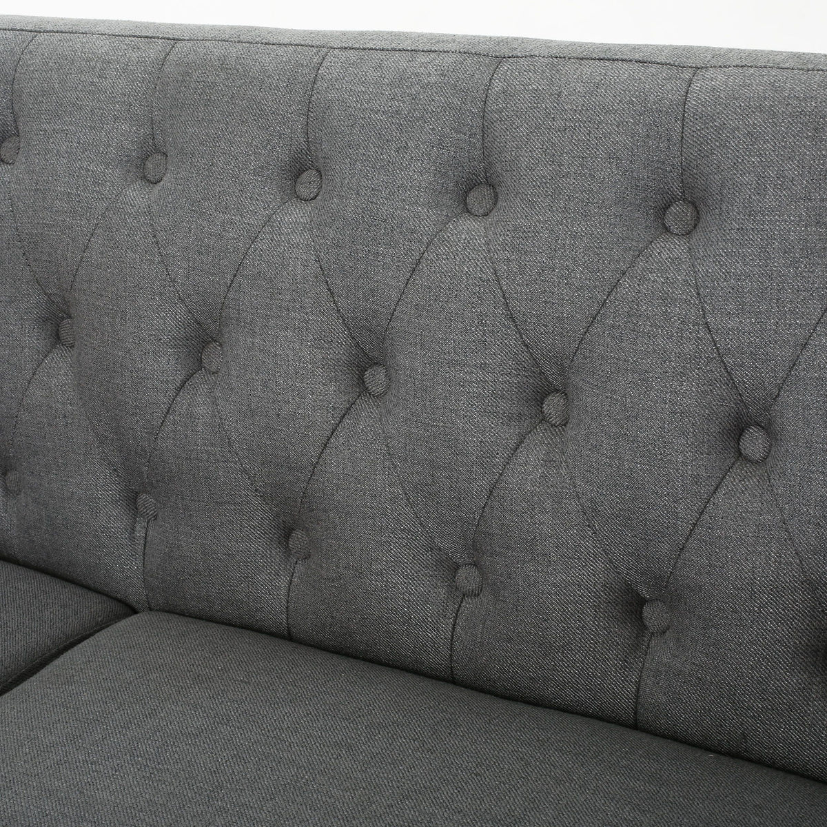 Dark Grey Tufted Fabric Sofa T5382